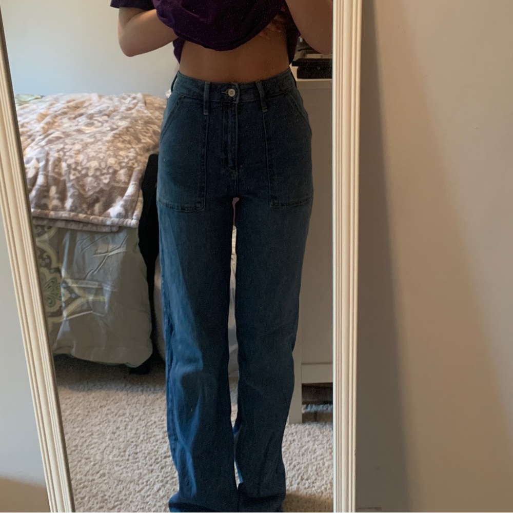 Hollister Curvy Ultra High-Rise Dad Jeans Blue